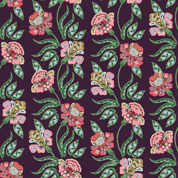 Rifle Paper Co. - Dahlia - Posy - Aubergine Fabric