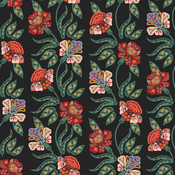Rifle Paper Co. - Dahlia - Posy - Black Fabric
