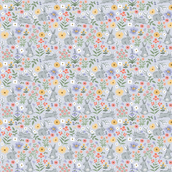 Rifle Paper Co. - Easter - Bunny Floral - Blue Fabric