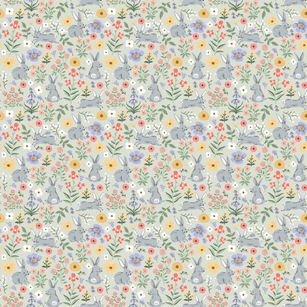 Rifle Paper Co. - Easter - Bunny Floral - Green Fabric
