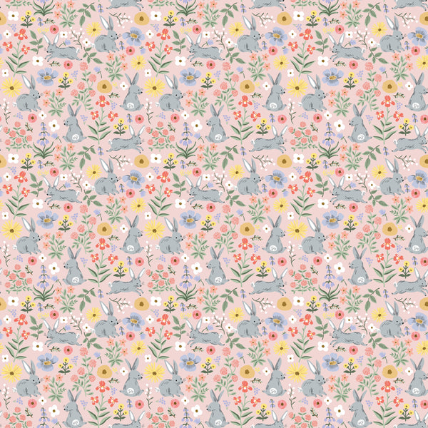 Rifle Paper Co. - Easter - Bunny Floral - Pink Fabric