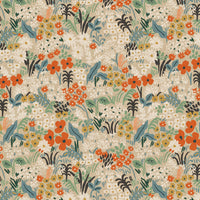 Rifle Paper Co. - Meadow -Flax Multi Unbleached Metallic Canvas Fabric