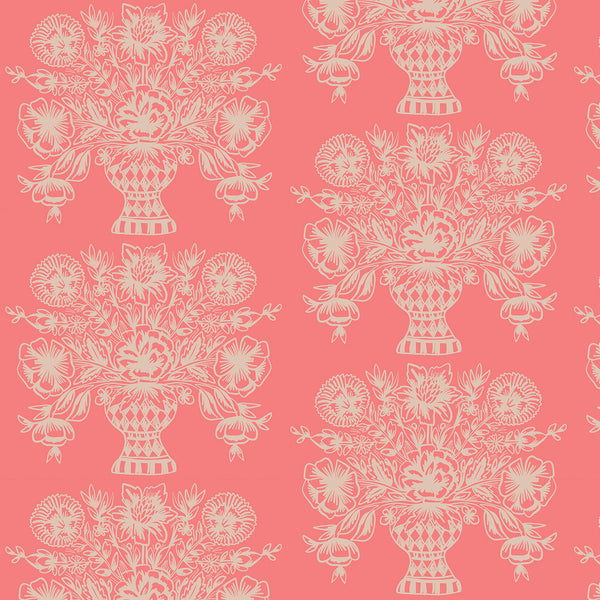 Rifle Paper Co. - Meadow - Vase Block Print Coral Fabric