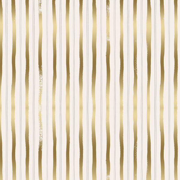 Rifle Paper Co. - Meadow - Stripes - Gold Metallic Fabric