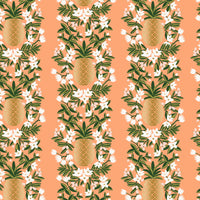 Rifle Paper Co. - Primavera - Pineapple Stripe - Peach Metallic Fabric