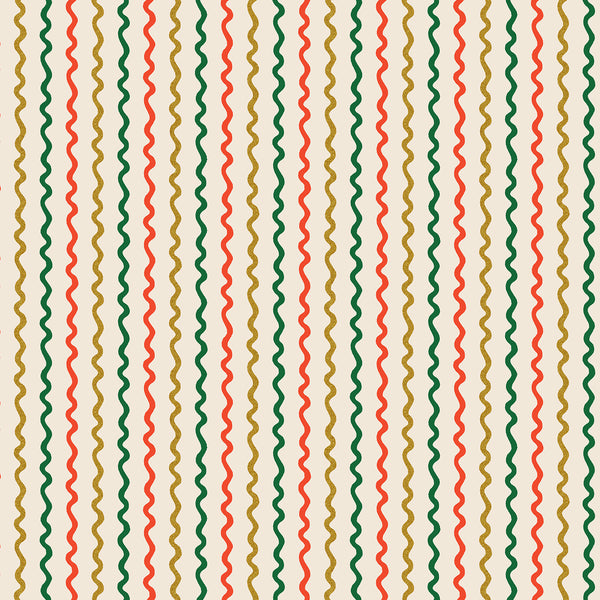 Rifle Paper Co. - Holiday Classics III - Ribbon Stripe - Cream Metallic Fabric