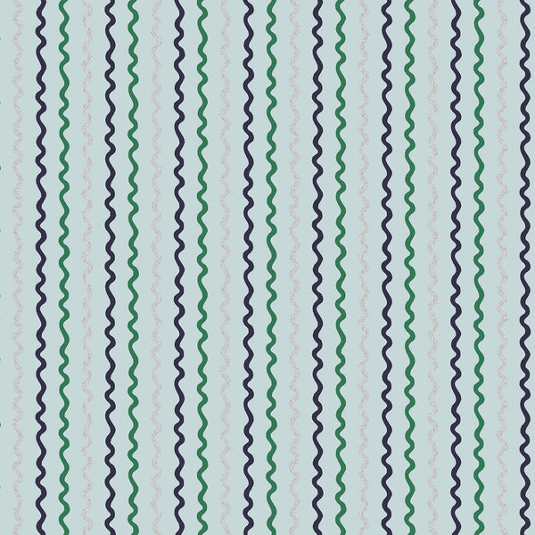 Rifle Paper Co. - Holiday Classics III - Ribbon Stripe - Mint Metallic Fabric