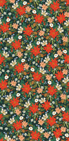 Rifle Paper Co. - Holiday Classics II - Poinsettia Bouquet - Evergreen Metallic Fabric
