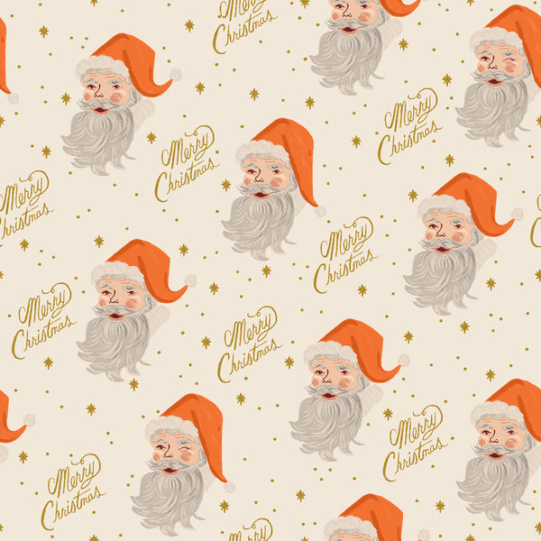 Rifle Paper Co. - Holiday Classics II - Santa - Cream Metallic Fabric