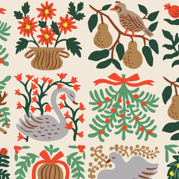 Rifle Paper Co. - Holiday Classics III - Holiday Tapestry - Cream Fabric (large scale)