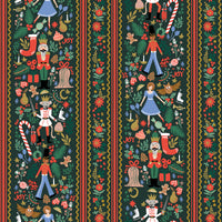 Rifle Paper Co. - Holiday Classics IV - Holly Jolly Nutcracker - Evergreen Metallic Fabric