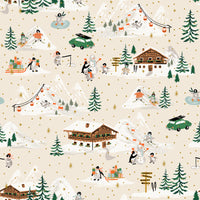 Rifle Paper Co. - Holiday Classics IV - Penguin Village - Cream Metallic Fabric