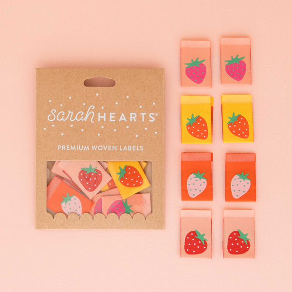 Sarah Hearts - Strawberry Multipack Sew in Labels (8 ct)