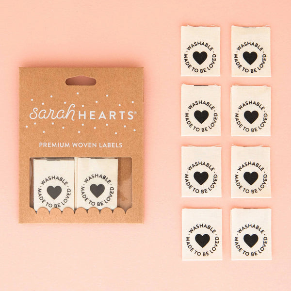 Sarah Hearts - Washable - Sewing Organic Labels (8 ct)