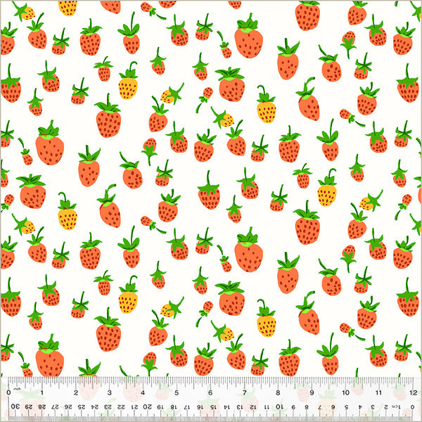 Windham - Heather Ross Studio Edit - Strawberries White Fabric