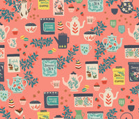 RJR Fabrics - Sunday Afternoon - Coffee Or Tea - Just Peachy Fabric