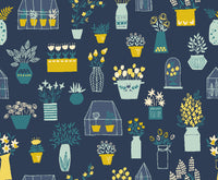 RJR Fabrics - Sunday Afternoon - Flower Shop - Navy Fabric