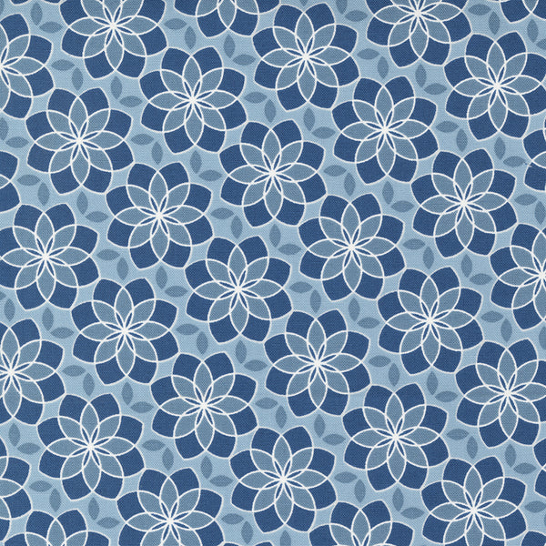 Moda - Zinnia -  Geometric Floral Lake Fabric