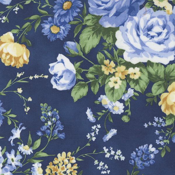 Moda - Summer Breeze - Rose Bouquet Navy Fabric