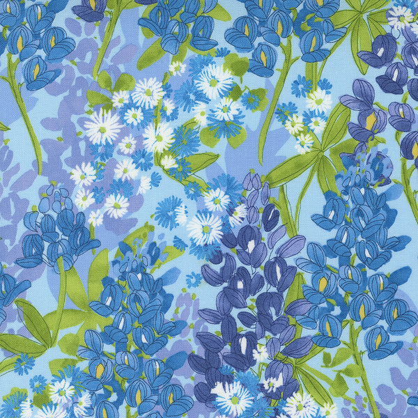 Moda - Wild Blossoms - Bluebonnets Mist Fabric