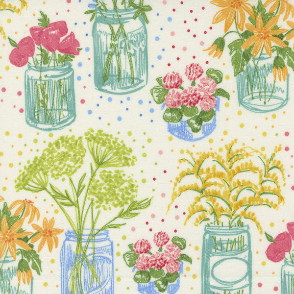 Moda - Wild Blossoms - Canning Jars Cream Fabric