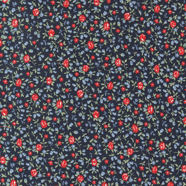 Moda - Dwell - Small Floral - Navy Fabric