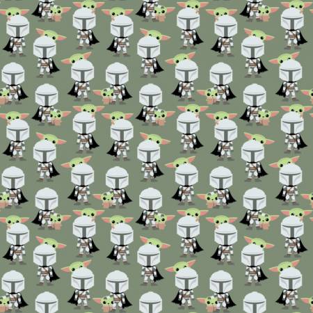 Camelot Fabrics - Star Wars - Mandalorian Hello Friend Green Fabric