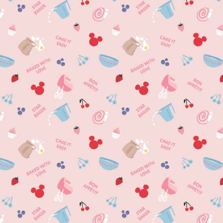 Camelot Fabrics - Mickey Mouse - Baked With Love Blush Fabric