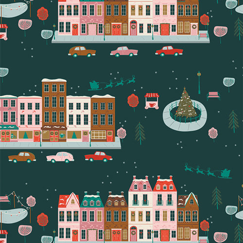 Art Gallery Fabrics - Christmas in the City - Joyful Boulevard Night Fabric