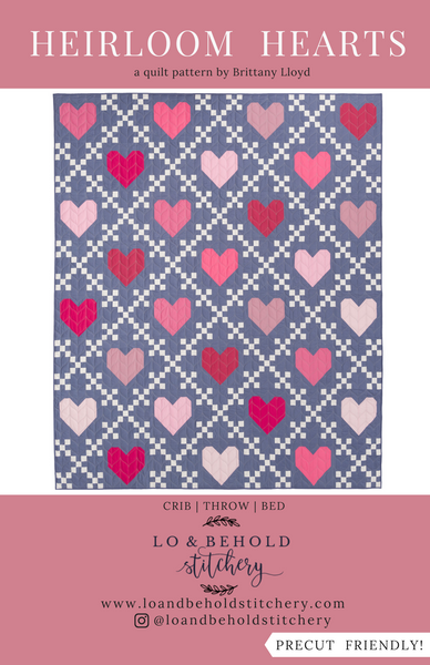 Lo & Behold Stitchery - Heirloom Hearts - Paper Pattern