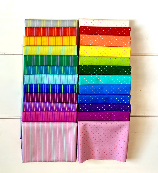 Free Spirit Fabrics - Tula Pink Tiny Dots & Tiny Stripes - Full Yard Bundle