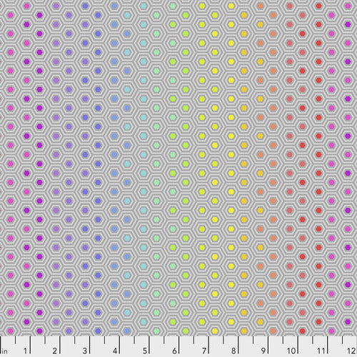 Free Spirit Fabrics - Tula Pink Hexy Rainbow - Dove Fabric