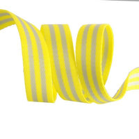 Renaissance Ribbons - Tula Pink Nylon Striped Webbing - Gray/Neon Yellow