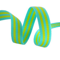 Renaissance Ribbons - Tula Pink Nylon Striped Webbing - Lime/Turquoise