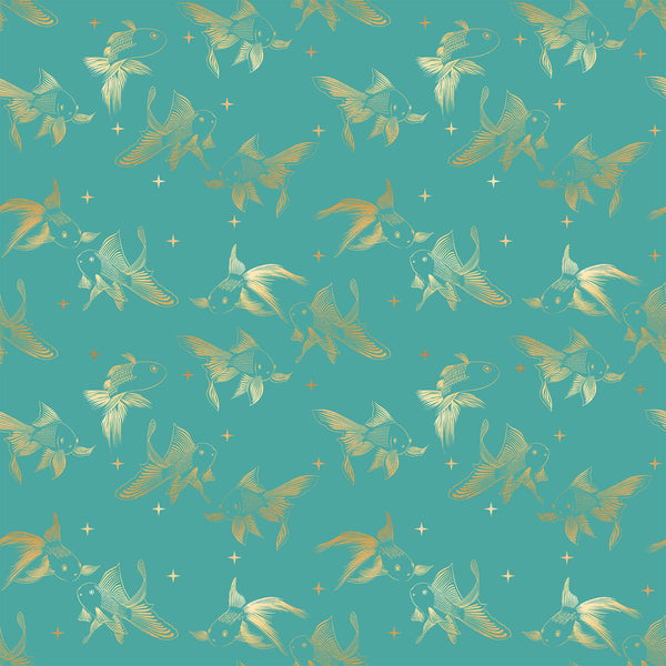 Ruby Star Society - Curio - Goldfish Succulent Metallic Fabric