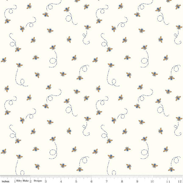 Riley Blake Designs - Daisy Fields - Bees Cloud Sparkle Fabric