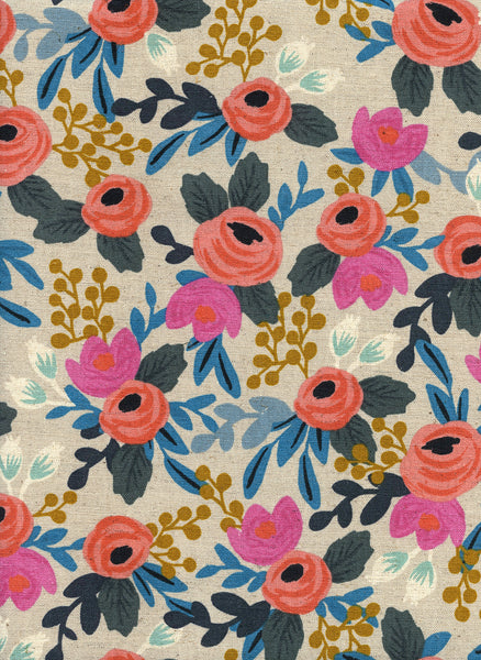 Rifle Paper Co. - Les Fleurs - Rosa Floral - Natural Canvas Fabric