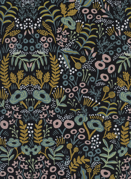 Rifle Paper Co. - Menagerie - Tapestry - Midnight Canvas Metallic Fabric