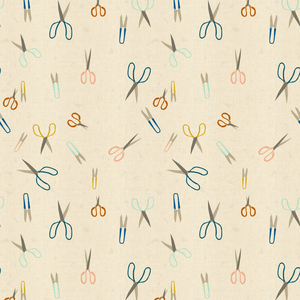 Cotton + Steel - Paper Cuts - Snip Snip - Natural Unbleached Cotton Fabric