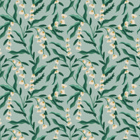 Rifle Paper Co. - Vintage Garden - Lily - Mint Metallic Fabric