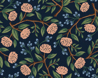 Rifle Paper Co. - Wildwood - Peonies - Blue Canvas Fabric