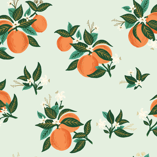 Rifle Paper Co. - Primavera - Citrus Blossom - Orange Metallic Fabric