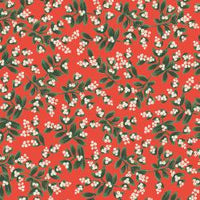 Rifle Paper Co. - Holiday Classics - Mistletoe - Red Metallic Fabric