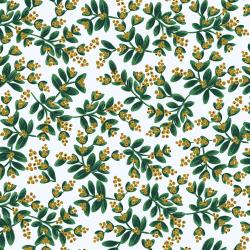 Rifle Paper Co. - Holiday Classics - Mistletoe - White Metallic Fabric
