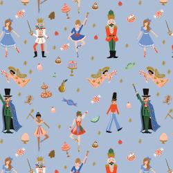 Rifle Paper Co. - Holiday Classics - Land of Sweets - Powder Blue Metallic Fabric