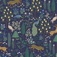 Rifle Paper Co. - Camont - Menagerie - Navy Metallic Fabric