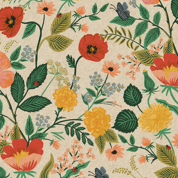 Rifle Paper Co. - Camont - Poppy Fields - Natural Unbleached Canvas Fabric