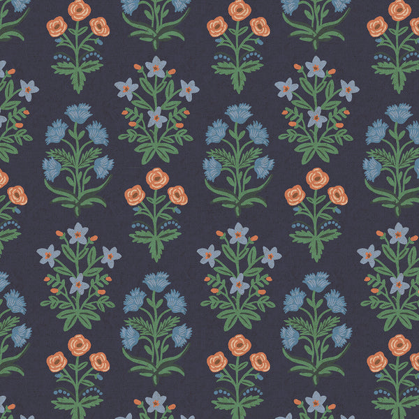 Rifle Paper Co. - Camont - Menagerie Mughal Navy Unbleached Canvas Fabric