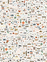 Rifle Paper Co. - Bon Voyage - World Traveler - White Fabric