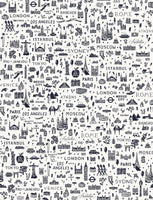 Rifle Paper Co. - Bon Voyage - World Traveler Silhouette - Navy Fabric